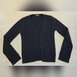 Filippa K Minimalist Black Wool Knit Button Cardigan Small